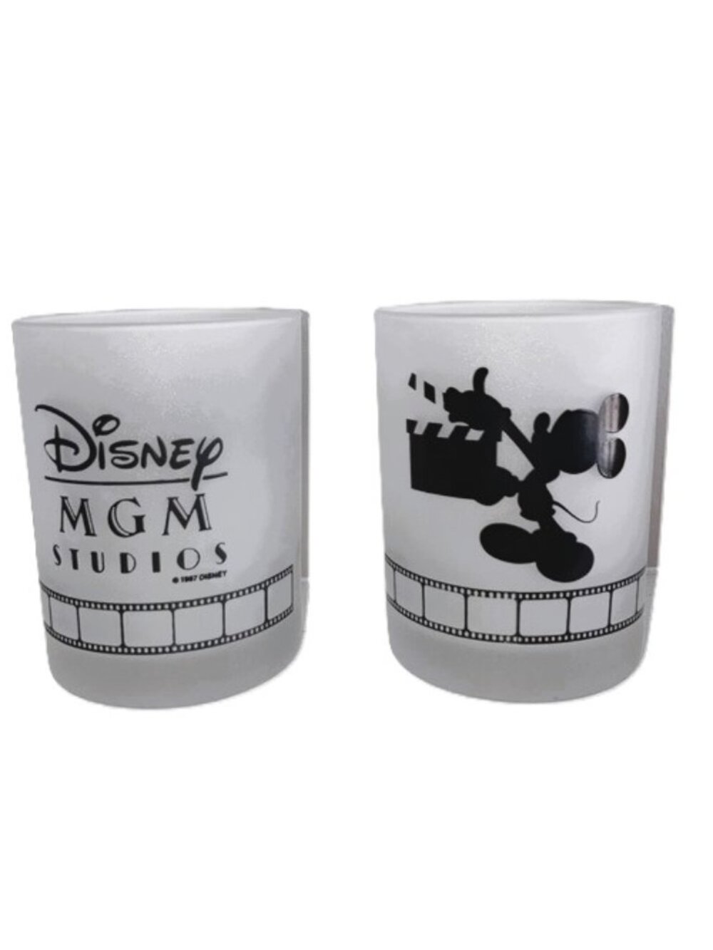 Disney MGM Studios 1987 Movie Director MICKEY Mouse Glass Tumblers Set of 2